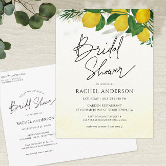 Carte postale Invitation nuptiale citron frais