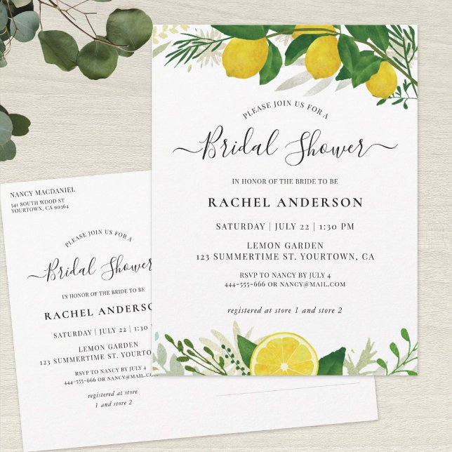 Carte postale Invitation nuptiale citron frais (Créateur téléchargé)