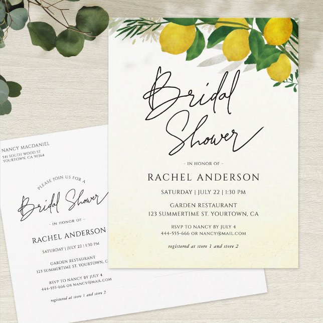 Carte postale Invitation nuptiale citron frais (Créateur téléchargé)
