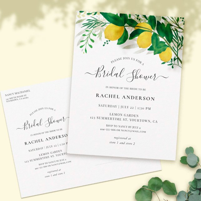 Carte postale Invitation nuptiale citron frais (Créateur téléchargé)