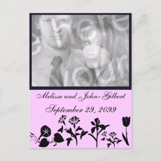 Carte Postale Invitation Photo Fleur sauvage Noir Et Rose