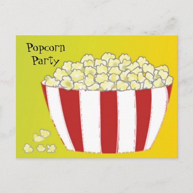 Carte Postale Invitation Popcorn Party (Devant)
