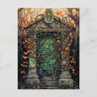 Carte postale Invitation Porte Mausolée Halloween