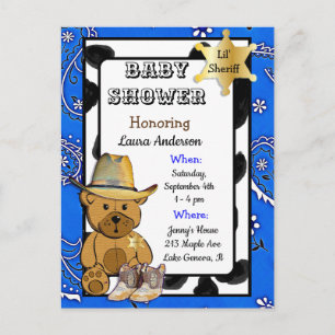 Carte Postale Invitation pour une Baby Shower avec un petit ours