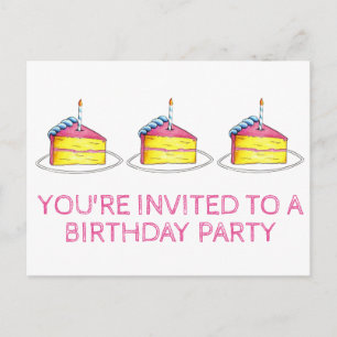 Carte Postale Invitation pour une fête d'anniversaire avec bougi