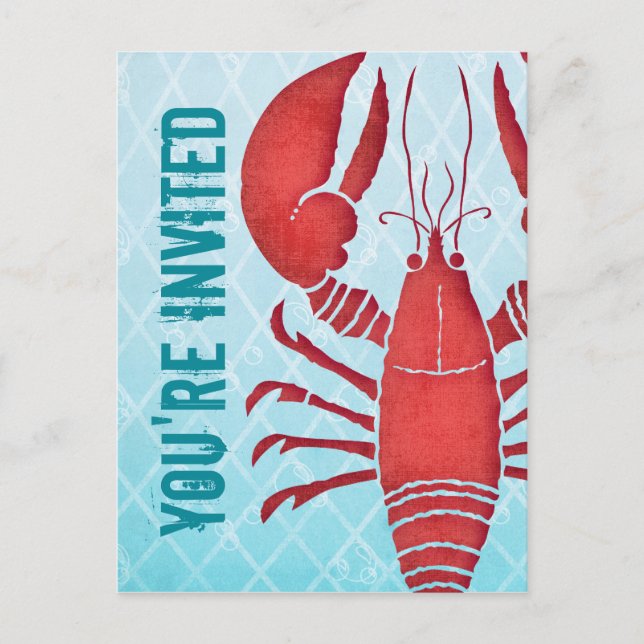 Carte Postale Invitation Retro Lobster Postcard (Devant)