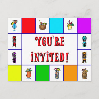 Carte Postale Invitation Retro Tiki
