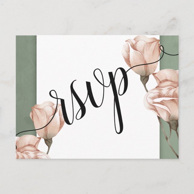 Carte postale Invitation RSVP vert tendance (Devant)