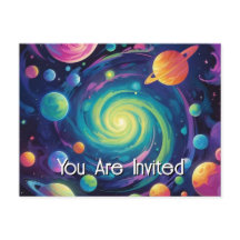 Carte postale Invitation Spin Planétaire