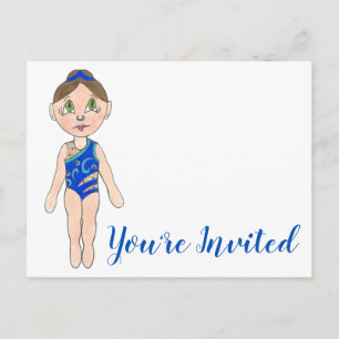 Carte Postale Invitation Synchro Swimmer Party