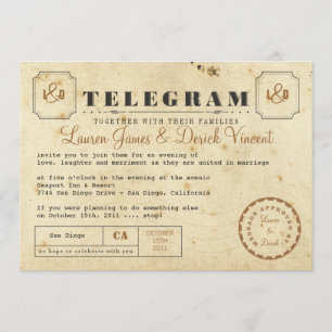 Carte postale Invitation Telegram vintage
