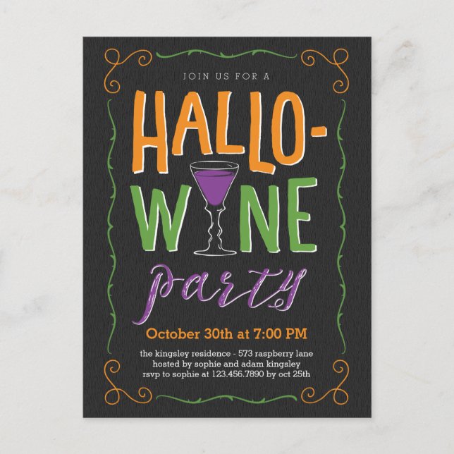 Carte postale Invitation Vin Halloween (Devant)