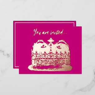 Carte postale Invitation vintage Gold Crown Frame