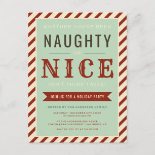 Carte Postale Invitation vintage Naughty Ou Nice Holiday Party