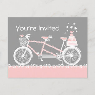 Carte postale Invitation Wedding shower à bicyclet