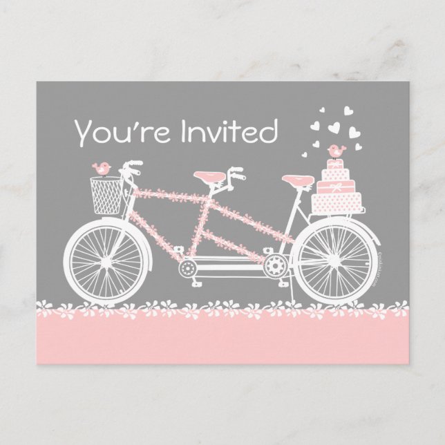 Carte postale Invitation Wedding shower à bicyclet (Devant)