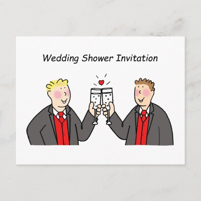 Carte Postale Invitation wedding shower pour deux pièces. (Devant)