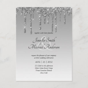 Carte Postale INVITE DE MARIAGE DE LA Parties scintillant D'ARGE