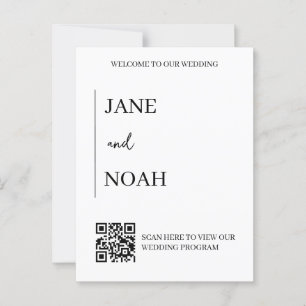 Carte Postale Invite de mariage esthétique minimale avec code QR