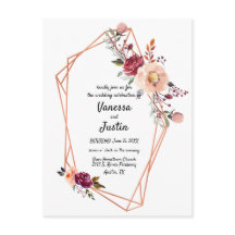 Carte postale Inviter mariage floral en cuivre géo