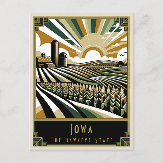 Carte Postale Iowa | Art déco (Devant)