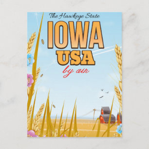Carte Postale Iowa États-Unis "L'État Hawkeye"Affiche de voyage