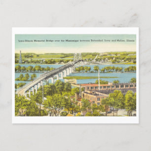 Carte Postale Iowa Illinois Bridge Mississippi River vintage
