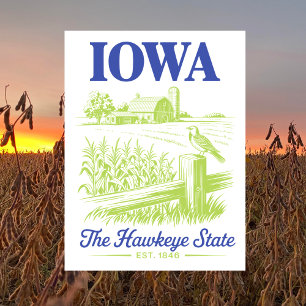 Carte Postale Iowa Le Hawkeye State Est. Ferme 1846