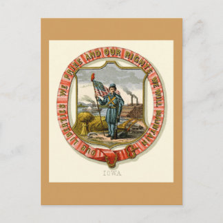 Carte Postale Iowa Les Armes D'État (1876)
