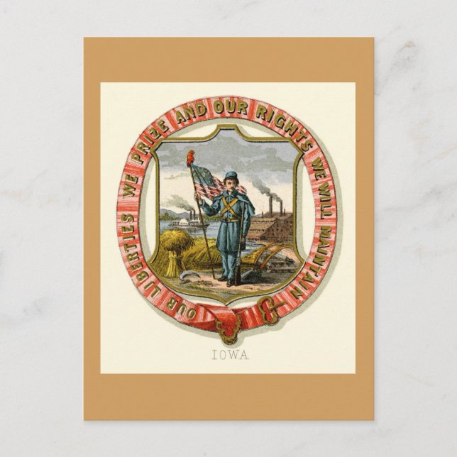 Carte Postale Iowa Les Armes D'État (1876) (Devant)