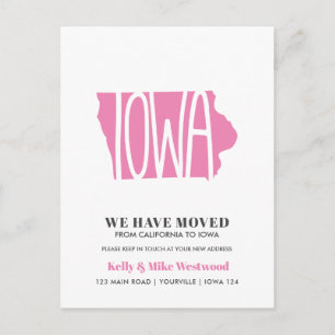 Carte Postale IOWA Nous avons déménagé Nouvelle adresse Nouveau 