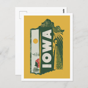 Carte Postale Iowa Retro Voyage Design Icone États-Unis