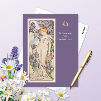 Carte Postale Iris Flower Series Alphonse Mucha
