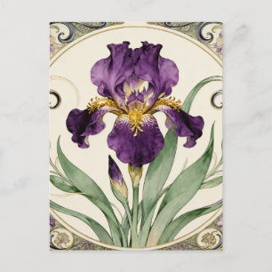 Carte Postale Iris Violet Art Nouveau
