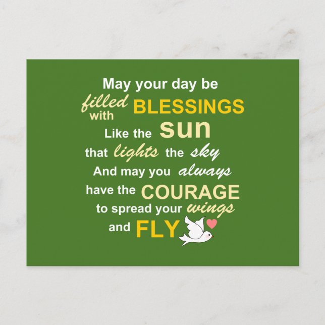 Carte Postale Irish Blessing for Courage - Typographie en vert (Devant)
