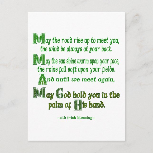 Carte Postale Irish Blessing May the Road Rise to Meet You (Devant)