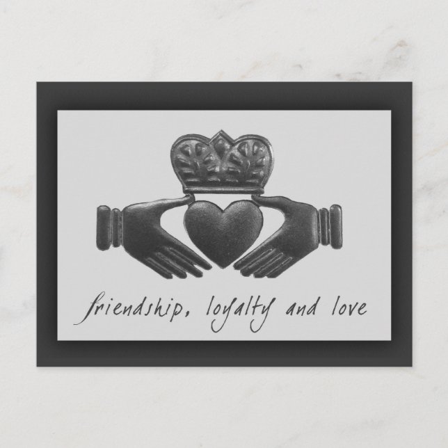 Carte Postale Irish Claddagh, amitié, loyauté et amour (Devant)