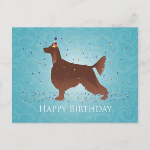 Carte Postale Irish Setter Joyeux Design d'anniversaire