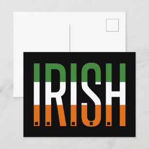 Carte Postale Irish St Patrick's Day Irlande Drapeau Shamrock Lu