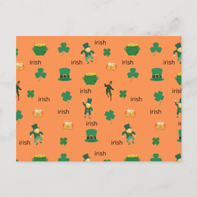 Carte Postale irlandais les charmes chanceux et boire motif de b (Devant)