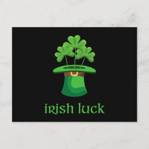 Carte Postale Irlandais Lucky Shamrock Clover Leprechaun Casquet