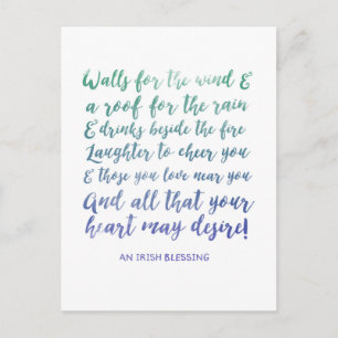 Carte postale Irlandaise Blessing Watercolor Typog