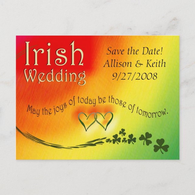 Carte postale irlandaise Save the Date Mariage (Devant)