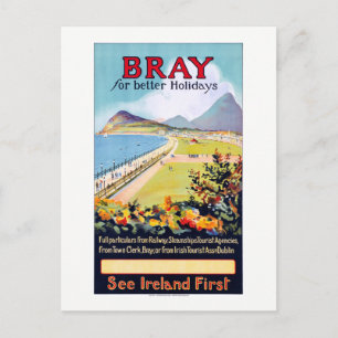 Carte Postale Irlande Bray Poster Vintage voyage restauré