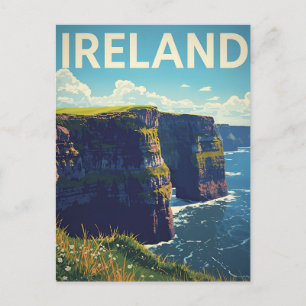Carte Postale Irlande Falaises de Moher Voyage Rétro