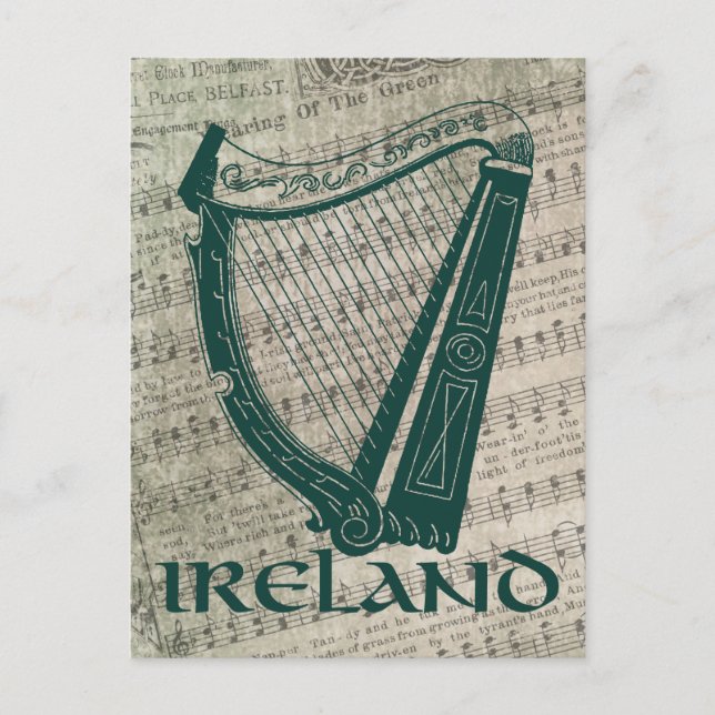 Carte Postale Irlande Harp Design, Irish Harp (Devant)
