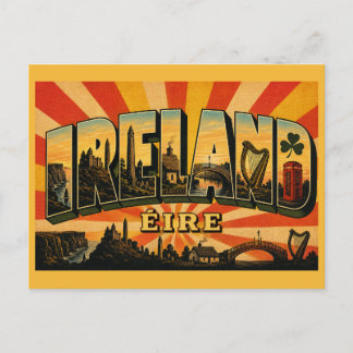 Carte Postale Irlande Île d'Émeraude Art de Voyage Vintage