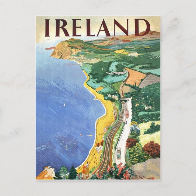 Carte Postale Irlande, littoral, affiche de voyage vintage (Devant)