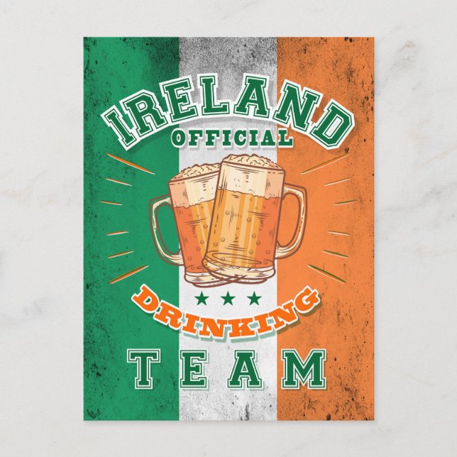 Carte Postale Irlande Official Drinking Team. Bière amusante (Devant)