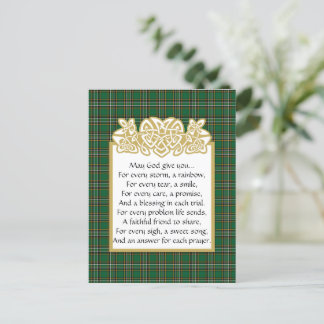 Carte Postale Irlande Prière Celtic Border et Tartan